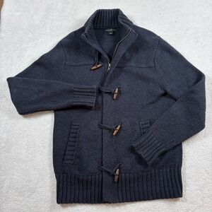 Banana Republic Cardigan Sweater Mens Medium Navy Blue Cotton‎ Cozy Toggle Front